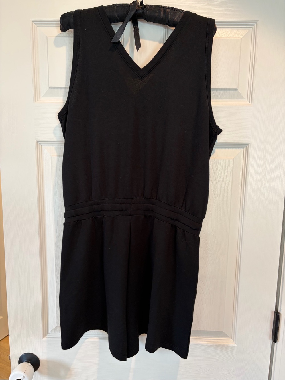 Calvin Klein Black Sleeveless V-Neck Waistband Dress